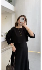 Bluzlu İkili Takım Elbise - Siyah - Kod: 4064