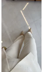 Sim ve Pul Detay Ceket Pantolon Takım - Taş - Kod: 80322