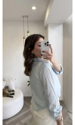 Aksesuar Detaylı Body Gömlek - Bebe Mavisi - Kod: 2016