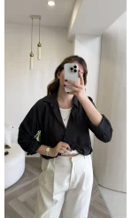 Aksesuar Detaylı Body Gömlek - Antrasit - Kod: 2016