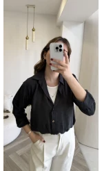 Aksesuar Detaylı Body Gömlek - Antrasit - Kod: 2016