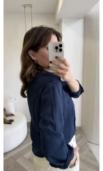 Aksesuar Detaylı Body Gömlek - Lacivert - Kod: 2016