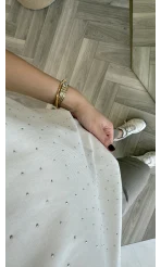 Sorrento Taşlı T-shirt - Ekru - Kod: 8491