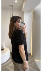 Sorrento Taşlı T-shirt - Siyah - Kod: 8491