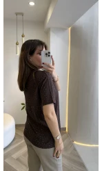 Sorrento Taşlı T-shirt - Kahverengi - Kod: 8491