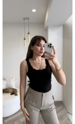 Dantel Detay Kalın Askılı Body - Siyah - Kod: 1053