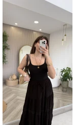 Çift Askılı Pedli Crop Body - Siyah - Kod: 01406