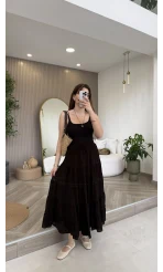 Ajur Şerit Detay Bürümcük Etek - Acı Kahve - Kod: 5056