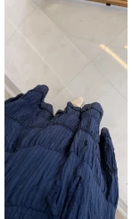 Ajur Şerit Detay Bürümcük Etek - Lacivert - Kod: 5056