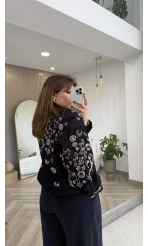 Premium Taş Pul Detaylı Pamuklu Ceket - Lacivert - Kod: 99927