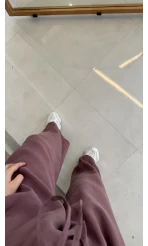 Menessa Bol Paça Beli Lastikli Pantolon - Gül Kurusu - Kod: 3720