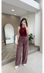 Menessa Bol Paça Beli Lastikli Pantolon - Gül Kurusu - Kod: 3720