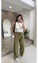 Menessa Bol Paça Beli Lastikli Pantolon - Çağla - Kod: 3720