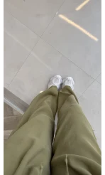 Menessa Bol Paça Beli Lastikli Pantolon - Çağla - Kod: 3720