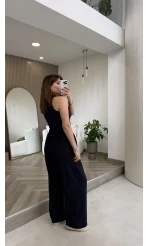 Menessa Bol Paça Beli Lastikli Pantolon - Lacivert - Kod: 3720