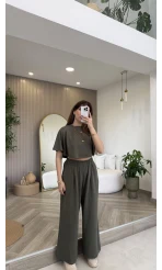 Oys Yarasa Kol Oval Kesim Eşofman Takım - Haki - Kod: 1126