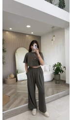 Oys Yarasa Kol Oval Kesim Eşofman Takım - Haki - Kod: 1126