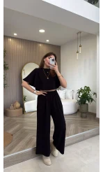 Oys Yarasa Kol Oval Kesim Eşofman Takım - Siyah - Kod: 1126