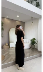 Oys Yarasa Kol Oval Kesim Eşofman Takım - Siyah - Kod: 1126