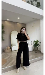 Oys Yarasa Kol Oval Kesim Eşofman Takım - Siyah - Kod: 1126