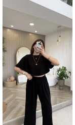 Oys Yarasa Kol Oval Kesim Eşofman Takım - Siyah - Kod: 1126