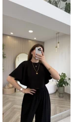 Oys Yarasa Kol Oval Kesim Eşofman Takım - Siyah - Kod: 1126