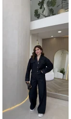 Fancy Pamuk Kumaş V Yaka Kot Denim Ceket Takım - Kod: 0956