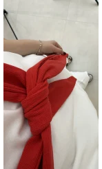 Daisy Bağlama Detay T-shirt - Kırmızı - Kod: 580688