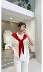 Daisy Bağlama Detay T-shirt - Kırmızı - Kod: 580688