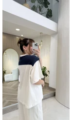 Daisy Bağlama Detay T-shirt - Lacivert - Kod: 580688