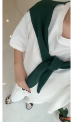 Daisy Bağlama Detay T-shirt - Zümrüt - Kod: 580688