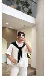 Daisy Bağlama Detay T-shirt - Zümrüt - Kod: 580688