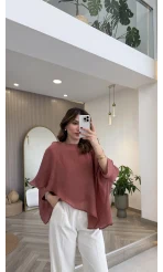 Uçuşan Pelerin Bluz - Kiremit - Kod: 5026