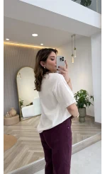 Sweet Dogs Baskılı T-shirt - Ekru - Kod: 02022