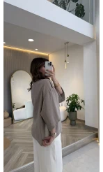 Önü Düğmeli Modal Gömlek - Vizon - Kod: 4961