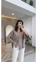 Önü Düğmeli Modal Gömlek - Vizon - Kod: 4961