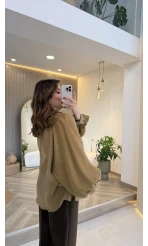 Gipeli Reglan Kol Oversize Gömlek - Olive - Kod: 5018