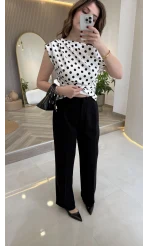 Kumaş Palazzo Pantolon - Siyah - Kod: 3879