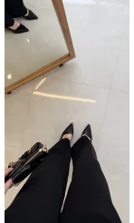 Kumaş Palazzo Pantolon - Siyah - Kod: 3879