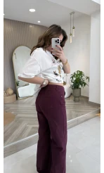 Dilvin Yüksek Bel Denim Jean Pantolon - Mürdüm