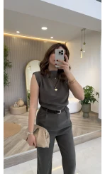 Kemerli Sıfır Kol Tulum - Haki - Kod: 580907