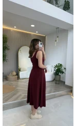 Ön Sipariş - 21 Nisan Kargolama Bluzlu İkili Takım Elbise - Bordo - Kod: 4064
