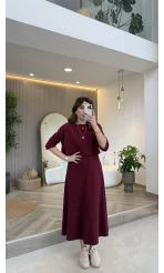 Ön Sipariş - 21 Nisan Kargolama Bluzlu İkili Takım Elbise - Bordo - Kod: 4064