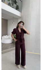 New Gofre Takım - Mürdüm - Kod: 8015