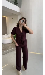 New Gofre Takım - Mürdüm - Kod: 8015