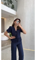 New Gofre Takım - Lacivert - Kod: 8015