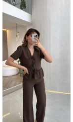 New Gofre Takım - Kahverengi - Kod: 8015