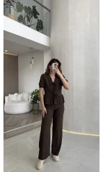 New Gofre Takım - Kahverengi - Kod: 8015