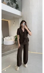 New Gofre Takım - Kahverengi - Kod: 8015