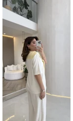 Sawa Fular Detay T-Shirt - Sarı - Kod: 1094